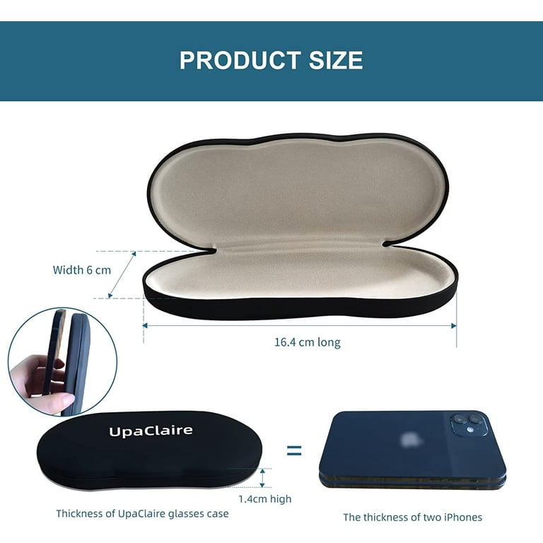 Clip-on Glasses Case Slim Hard Shell Ultra-light Retro Flat Glasses Storage  Box Compression Resistant Black 