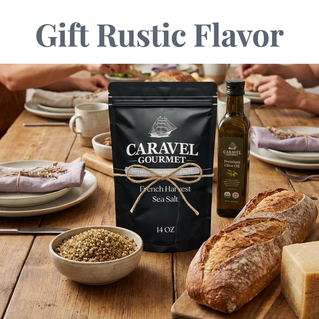 Caravel Gourmet French Harvest Sea Salt, Salt infused with Rosemary, Thyme, Oregano, Basil, Marjoram, and Sage, 14 Oz Refill Pouch