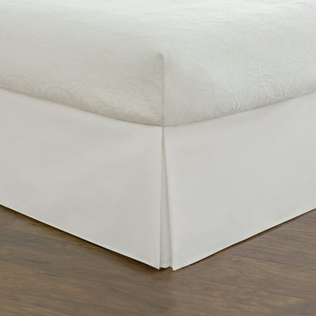 Fresh Ideas Bedding Tailored Bed Skirt, Classic 14” Drop Length, Pleated Styling, Full, White