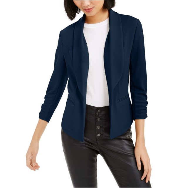 Bar III - Chaqueta de crepé para mujer, color azul, pequeña bar III Sin botón