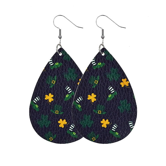 Miommo St Patricks Day Drop Earrings, Green Irish Party Accessories for Women, Hypoallergenic Artificial Leather
