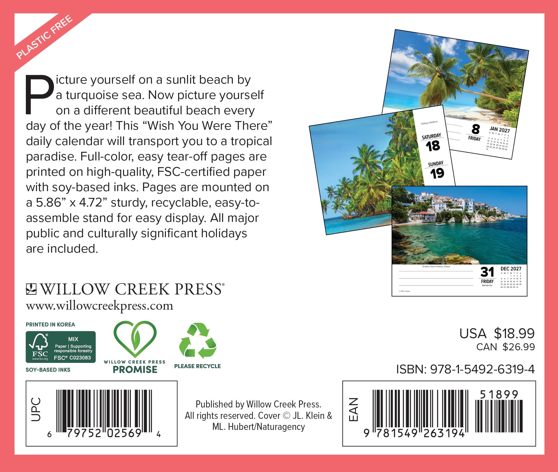 Willow Creek Press, Ah, The Beach! 2027 Box Calendar