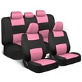 thumbnail image 1 of Juego completo de fundas para asientos de coche BDK PolyPro, rosa sobre negro, 1 of 9