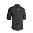 thumbnail image 3 of GrmtClth Men's Linen Shirts Summer Long Sleeve Tops Comfortable Button Down T-Shirts Fashion Solid Blouses with Pocket Black XL, 3 of 3