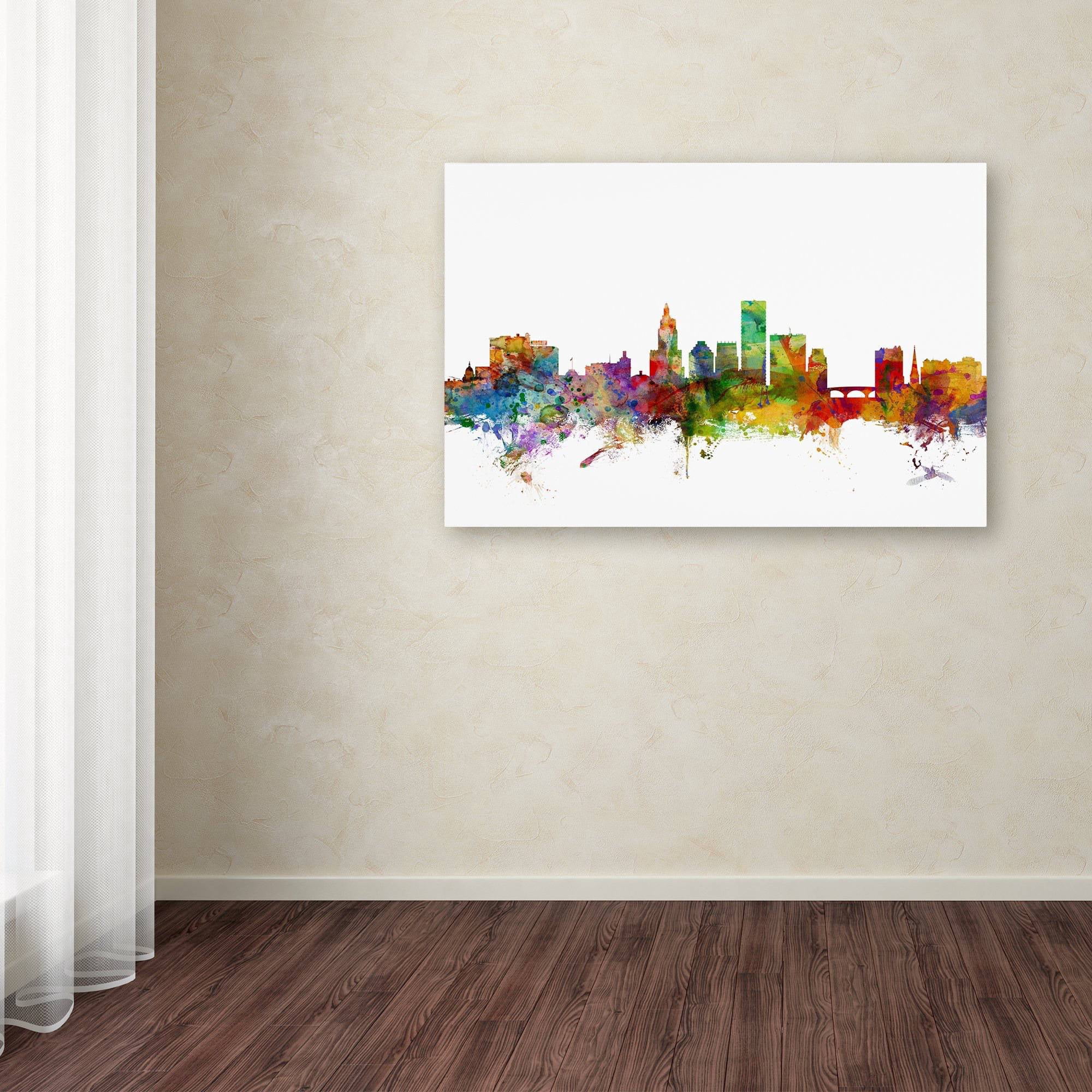 Trademark Fine Art "Providence Rhode Island Skyline" Canvas Art by Michael Tompsett