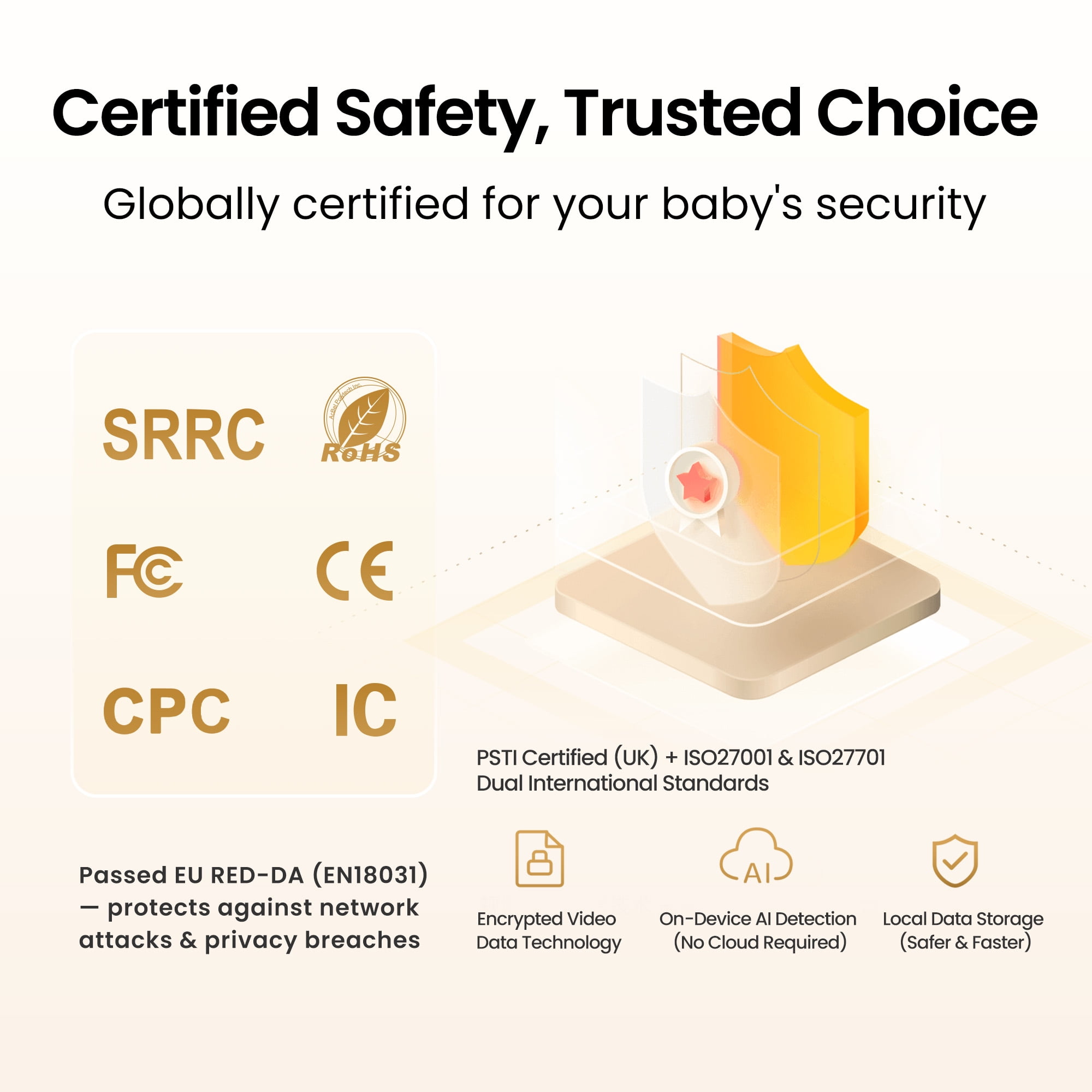 Monai Smart WiFi Baby Monitor with 3K Camera, Free APP with Covered-Face/Sleep/Cry Alerts, Virtual Safety Fence, AI-Powered Smart Baby Monitor, Night Vision, Local Storage & Cloud Backup, Clip Mount