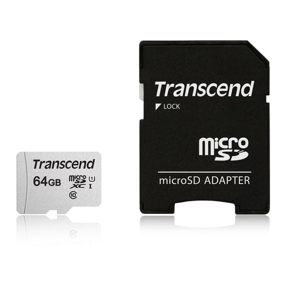 Transcend 64GB 300S UHS-I microSDXC Memory Card with SD adaptor