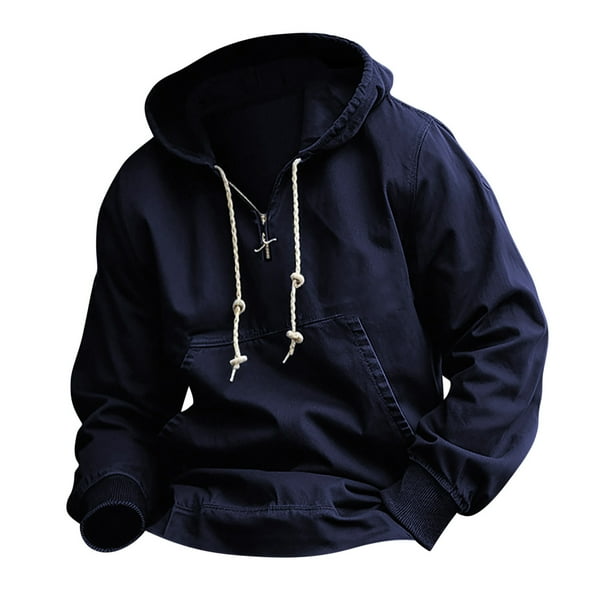 Blusa de manga larga con capucha, solapa, capucha, bolsillo, doble botonadura, informal, gabardina, cárdigan, abrigo para hombre, cárdigan, abrigo, blusa para hombre