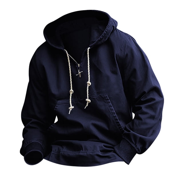 Blusa de manga larga con capucha, solapa, capucha, bolsillo, doble botonadura, informal, gabardina, cárdigan, abrigo para hombre, cárdigan, abrigo, blusa para hombre