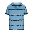 thumbnail image 4 of FAIWAD Men's Short Sleeve Hoodies Sweatshirt Striped Print Drawstring Athletic Lightweight Hoodies Tops, 4 of 4