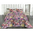 thumbnail image 2 of Ambesonne Blooming Floral Quilted Bedspread Set 3 Pcs, Vintage Boho Garden, Twin, Magenta Pale Fuchsia, 2 of 4