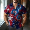 thumbnail image 7 of Men's American 250Th Anniversary Art Print Hawaiian Shirt 1776-2026 Patriotic Tee with America Script and Starburst Rays Royal Blue S, 7 of 7