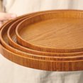 thumbnail image 5 of 4pcs Wooden Tray Slip Resistant Spill Proof Durable Safe Multifunctional Round Serving Tray for Restaurant Dark Brown, 5 of 5