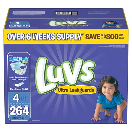 Free Diapers - Luvs Ultra Leakguards Diapers Size Size 4 - 264 ct. - Bulk Qty, Free Shipping - Comfortable, Soft, No leaking & Good nite Diapers