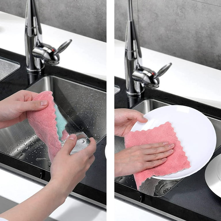 24 Pack Coral Velvet Kitchen Dishcloths Soft Reusable Dish Towels Highly  Absorb