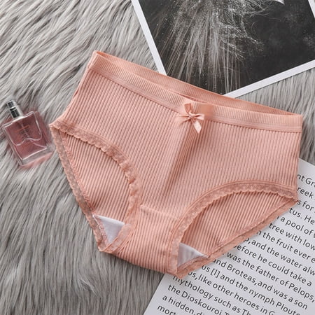 Price Drop Alert: Panty  Calzones de Mujer  Women s Mid-waist Solid Color Threaded Lace Bow Breathable Underwear Briefs SOPATENOR Hot Pink XL