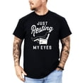 thumbnail image 4 of Funny Fathers Day Shirt Just Resting My Eyes  Sleeping Dad Recliner Graphic Tee Black Shirt Adult X-Large, 4 of 8