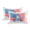 thumbnail image 2 of Haosy Satin Pillowcase for Hair and Skin Standard Cooling Silk Pillow Case with Envelope Closure Statue Of Liberty with Flag 20"x40", 2 of 9