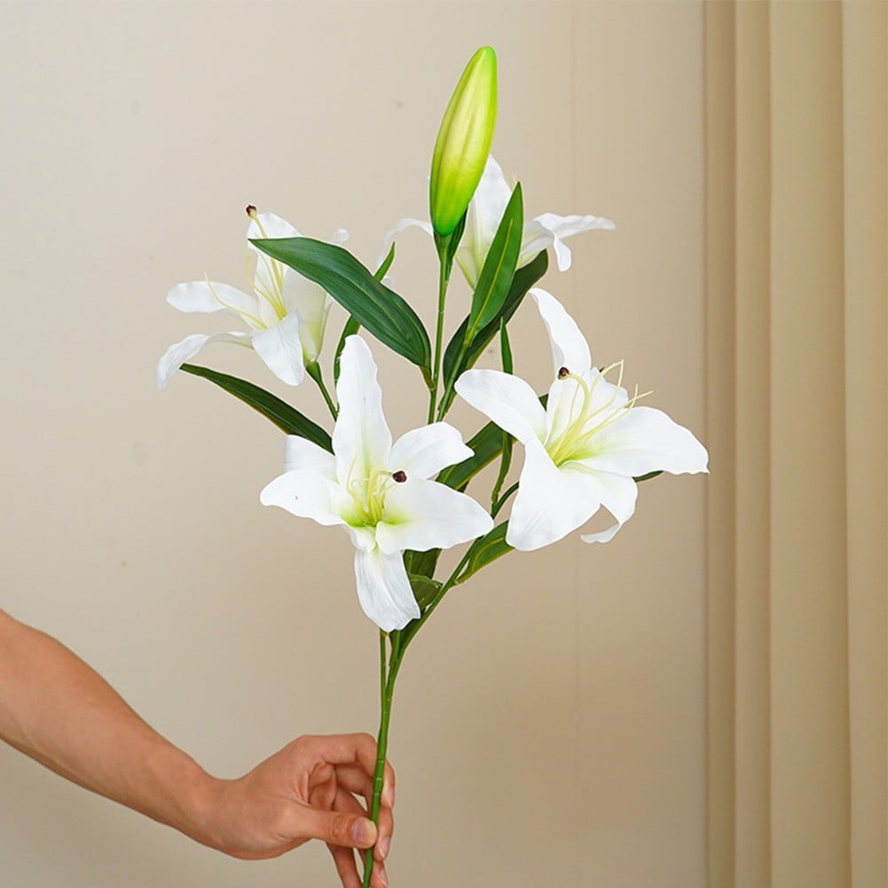 5 Heads/Bouquet Artificial Flower Artificial Lily Flowers Fake Easter ...