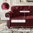 thumbnail image 4 of S-HOME Upholstered Velvet Sofa in 41.3 Inch Mid-Century Chesterfield Style with Rolled Armrests and Pillow，Burgundy, 4 of 9