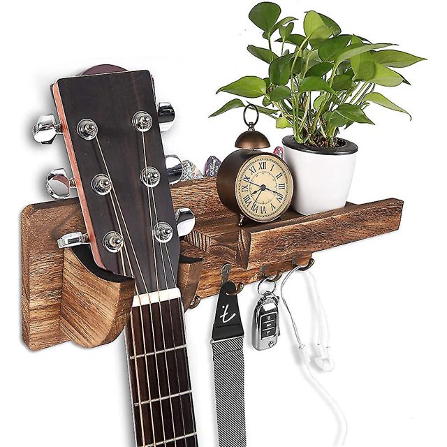Estante de pared para guitarra Soporte para guitarra de pared de madera Soporte para guitarra Soporte para guitarra Pared Afortunado Sencillez