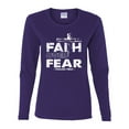 thumbnail image 2 of Wild Bobby, Faith Over Fear Psalm 118:6 White, Inspirational/Christian, Women Graphic Long Sleeve Tee, Purple, 2XL, 2 of 3