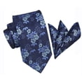 thumbnail image 6 of Blue Floral Mens Ties Classic Woven Business Necktie Pocket Square Set Wedding with Handkerchief, 6 of 7