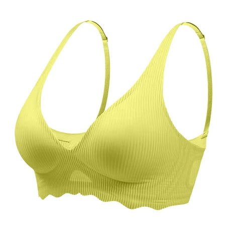Blphud Lingerie for Women Bras for Women Women s Comfortable Summer Traceless No Steel Rim Small Chest with Soft Support Fixed Sexy Deep V Bra Green M