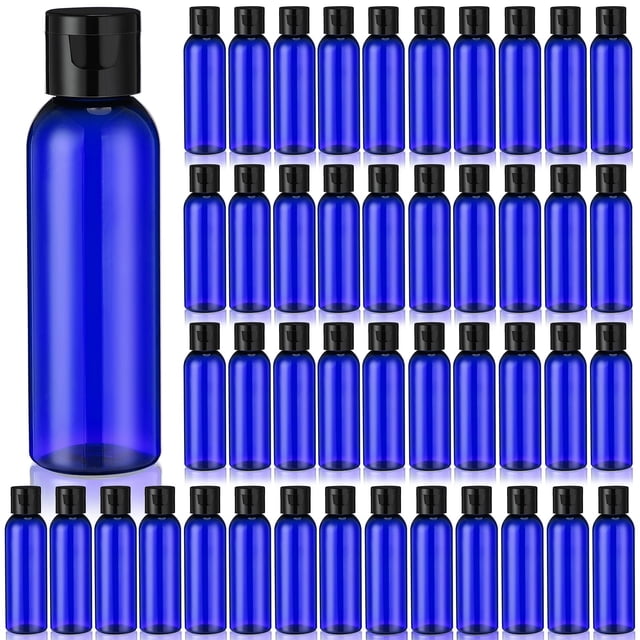 Botellas vacías de plástico Zhehao, 200 unidades, 60 ml con tapa abatible, color azul