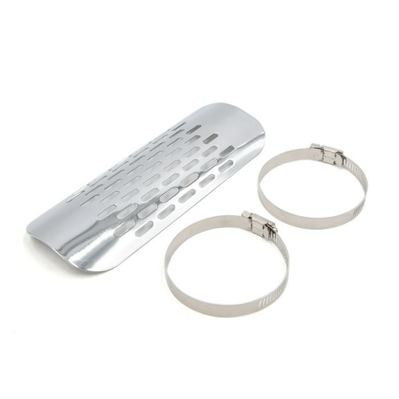 Unique Bargains 7.2" Motorcycle Exhaust Muffler Pipe Heat Shield Cover Heel Guard Silver Tone