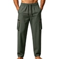 thumbnail image 4 of HOMADLES Men's Straight Leg Cargo Pants Relaxed Fit Quick Dry Work Pants Elastic Waist Lightweight Athletic Pants Army Green Size XS, 4 of 5