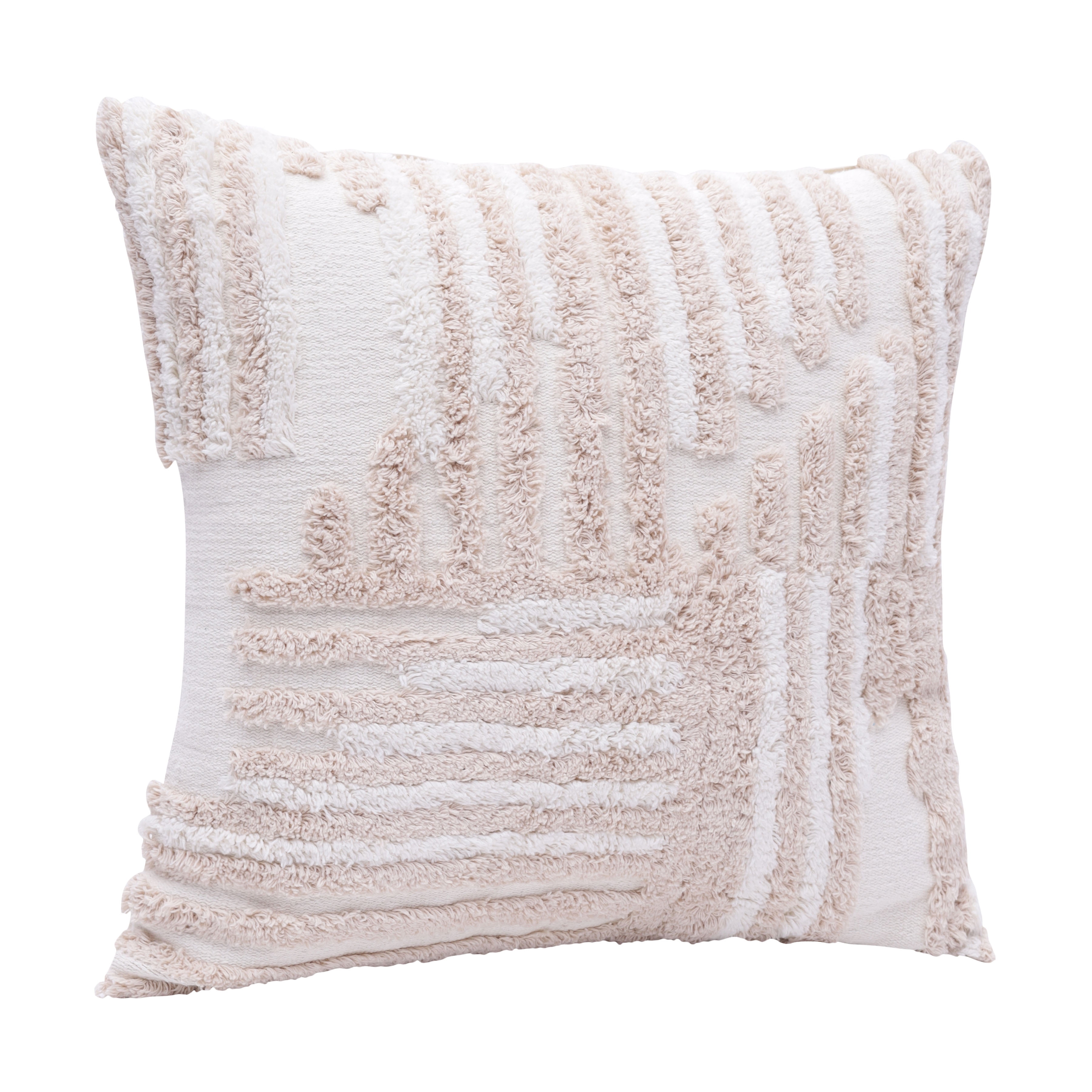 Ox Bay Cream/White Stacy Garcia Abstract Geometric Shag Decorative Indoor Throw Pillow