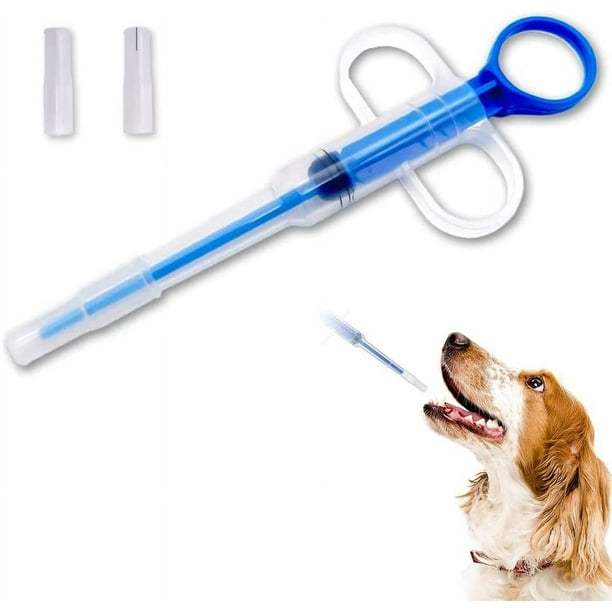 Lanza de pastillas para gatos, dispensador de pastillas para mascotas, jeringa para mascotas, dispensador de medicina para animales, con 2 puntas suaves, reutilizable, para gatos y perros JM