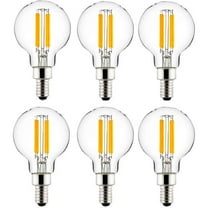 Sunlite LED G16.5 G16 1/2 Filament Style Globe Light Bulb, 5 Watts (60W Equivalent), Candelabra E12 Base, Dimmable, Clear, UL Listed, 5000K Super White, 6-Pack