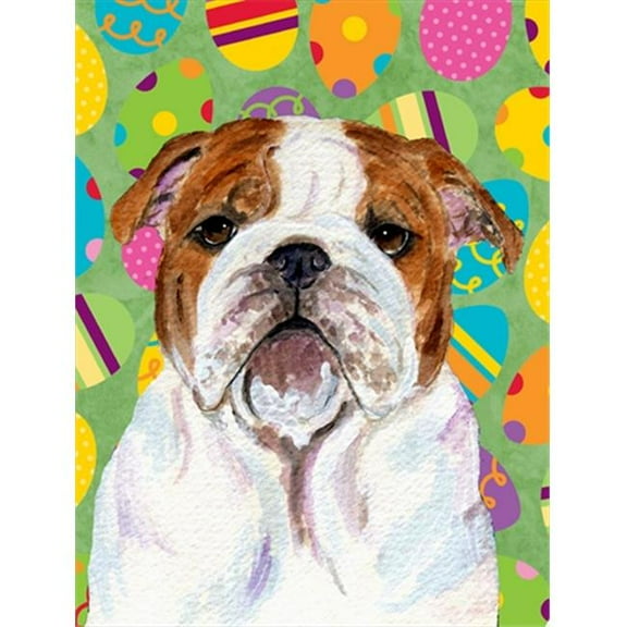 11 x 15 in. Bulldog English Easter Eggtravaganza Garden Size Flag