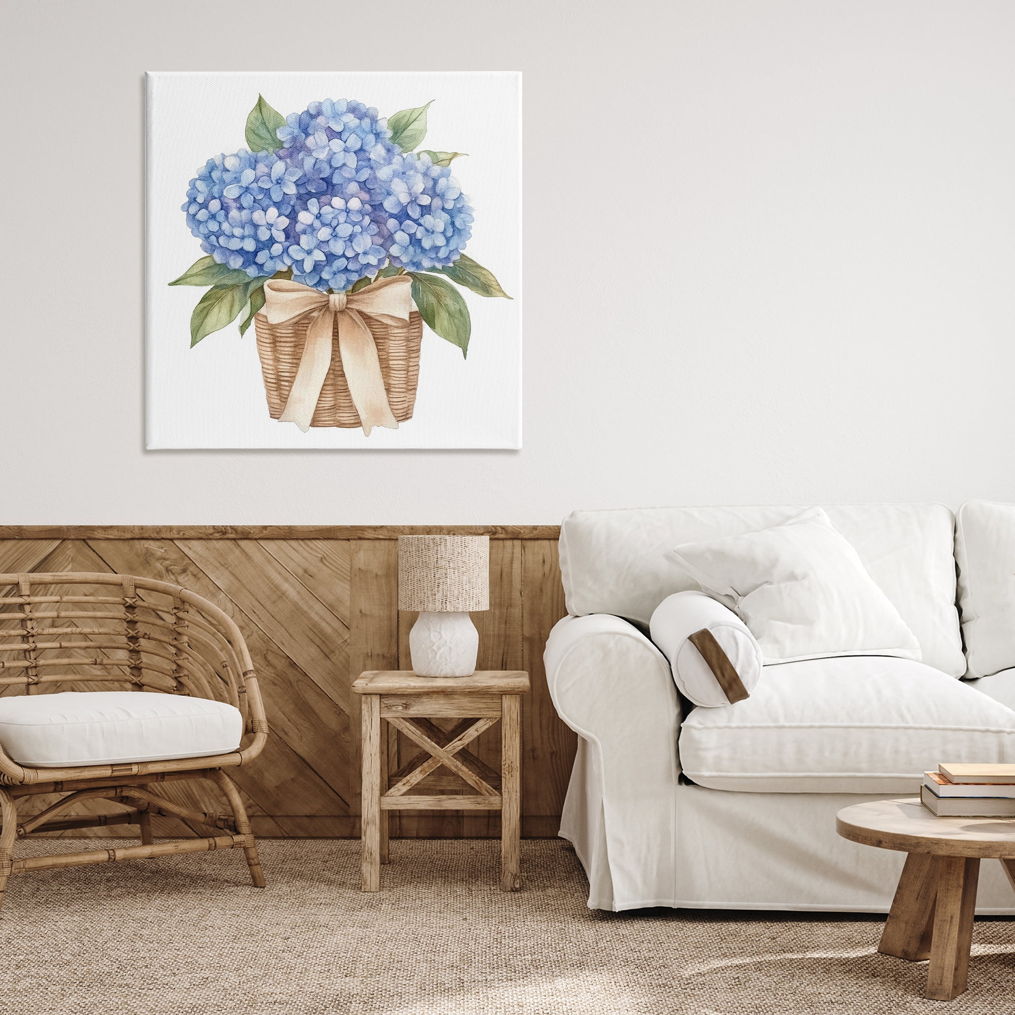 Stupell Industries Blue Hydrangea Picnic Basket Canvas Wall Art, design by Petal Prints Design