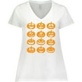 thumbnail image 3 of Inktastic Halloween Pumpkin Faces Orange Women's Plus Size V-Neck T-Shirt, 3 of 5