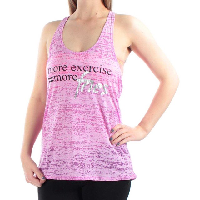 Material Girl Womens Active Juniors’ Braided-Back Graphic Tank Tops, Violet, X-Large