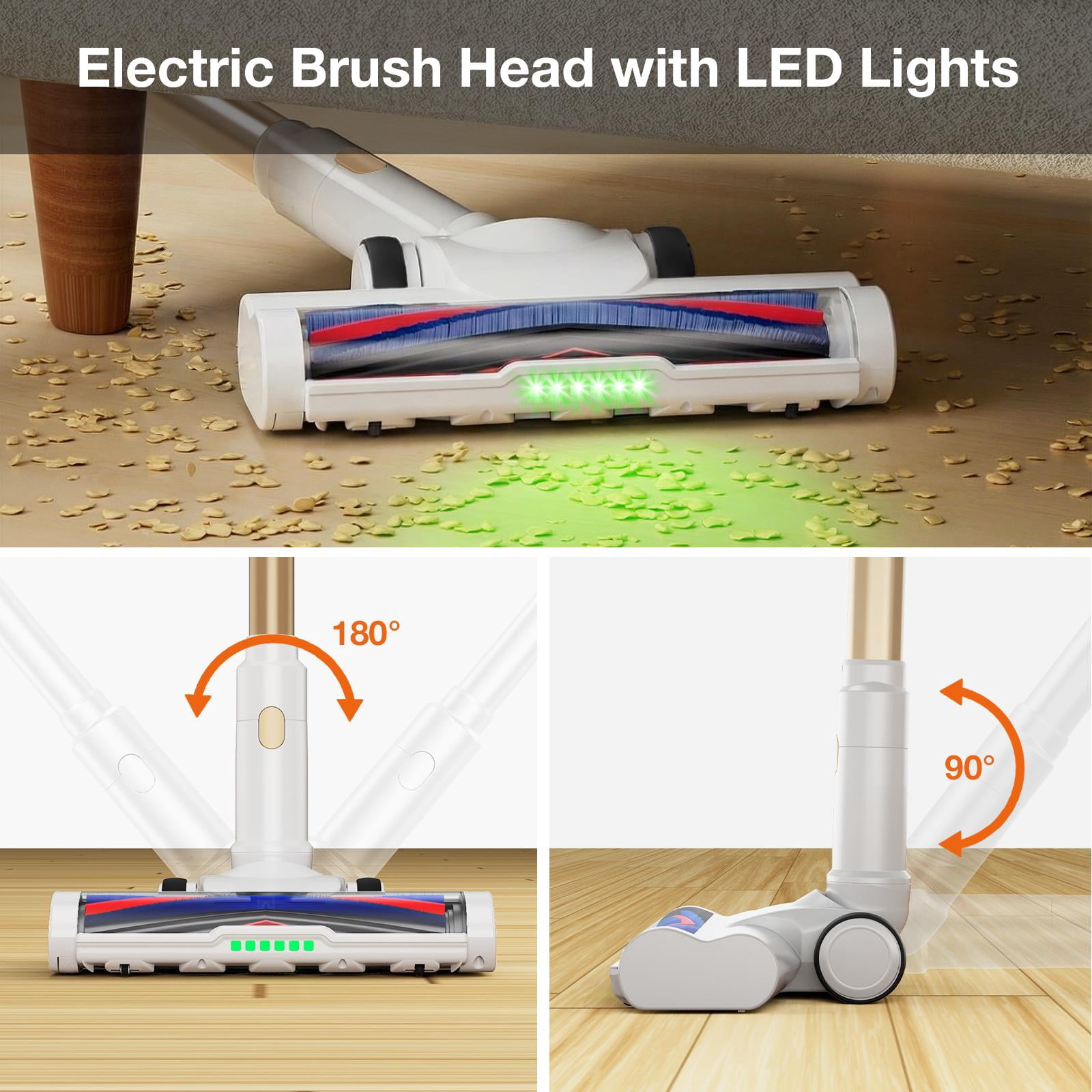 MOOSOO Cordless Vacuum, Powerful But Quiet Stick Vacuum, Lightweight Vacuum Cleaner For Hard Floors, Carpets, Pet Hair