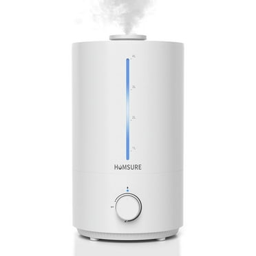 HUMSURE Humidifier for Bedroom Baby, 4.0L Cool Mist Humidifier For Household Plants, Silent Ultrasonic Humidifier With Bidirectional , Controllable Lighting, Easy to Clean,Whit