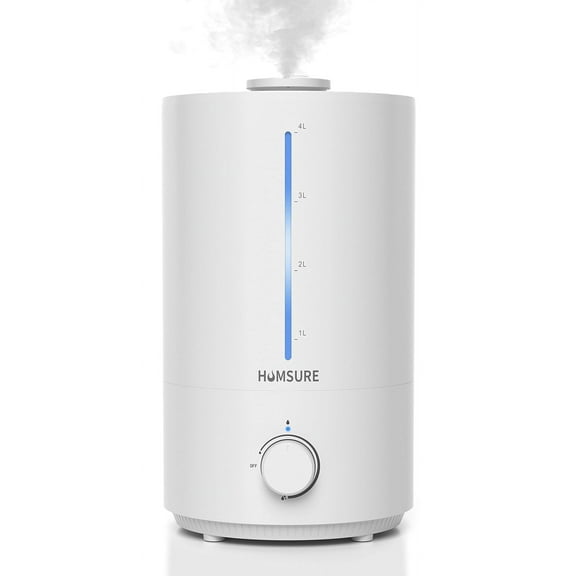 HUMSURE Humidifier for Bedroom Baby, 4.0L Cool Mist Humidifier For Household Plants, Silent Ultrasonic Humidifier With Bidirectional , Controllable Lighting, Easy to Clean,Whit