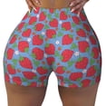 thumbnail image 2 of Lsque Hand Drawn Strawberry Pattern High Waisted Biker Shorts for Women-Tummy Control Fitness Athletic Workout Running Yoga Gym Shorts,Moisture-Wicking-Medium, 2 of 9