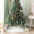 thumbnail image 1 of Christmas Tree Skirt Faux Fur Rug with Gold Snowflake Embroidery Xmas Party Christmas Tree Decoration Silver Sequins 90cm, 1 of 5