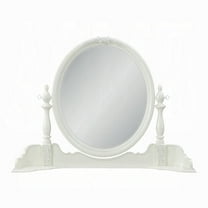 Dorie Vanity Dresser Mirror, 35x48, White Wood Floral, Beveled Edge