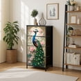 thumbnail image 7 of Dresser for Bedroom with 4 Storage Drawers Peacock Vibrant Tail Feathers Pink Floral Accents Dressers Chest of Drawers Steel Framed Fabric Closet Organizers for Entryway, 7 of 7