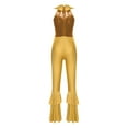thumbnail image 2 of Moggemol Women's Sparkly Sequin Disco Jumpsuit Sleeveless Zipper Hippie Jumpsuit 70s Disco Outfits Gold S, 2 of 5