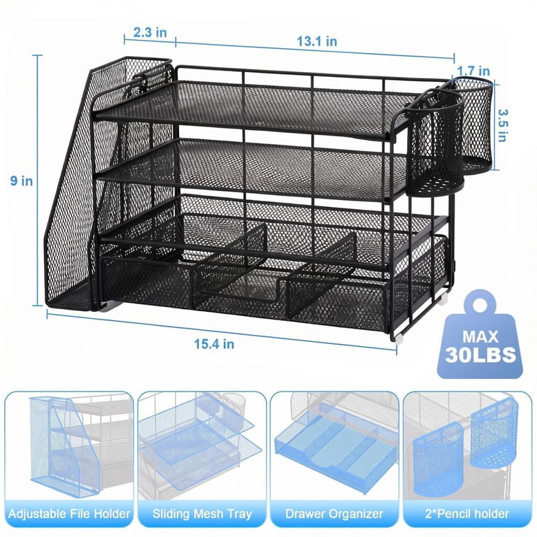 Torio 4-Tier Desk Organizer with File Holder and Pen Holders photo 2