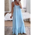 thumbnail image 4 of Aimik Women's Casual Sleeveless Spaghetti Strap U-Neck Regular Pleated Plus Size Long Dress Summer Loose Maxi Dress, 4 of 6