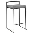thumbnail image 2 of Contemporary Home Living Set of 2 Contemporary Barstools in Black and Grey Faux Leather 31", 2 of 5