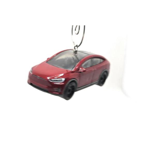 Tesla Model X Red Christmas Ornament